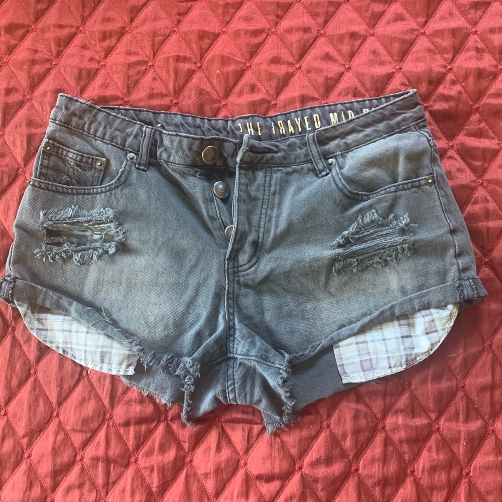 Grey denim shorts